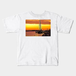 Artistic Tall Ship at Sunrise Kids T-Shirt